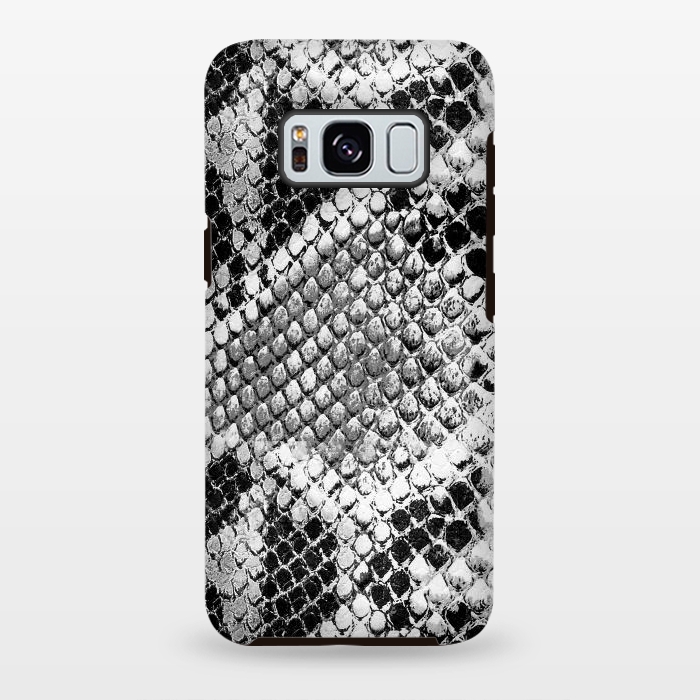 Galaxy S8 plus StrongFit Black and grey grungy snake skin pattern by Oana 