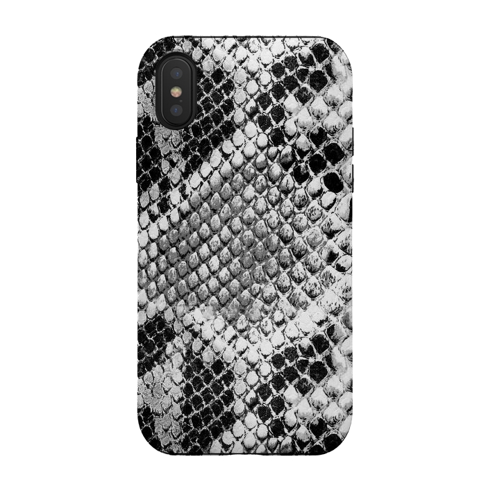 iPhone Xs / X StrongFit Black and grey grungy snake skin pattern by Oana 