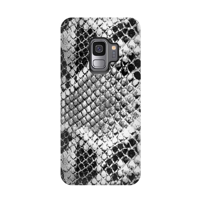 Galaxy S9 StrongFit Black and grey grungy snake skin pattern by Oana 