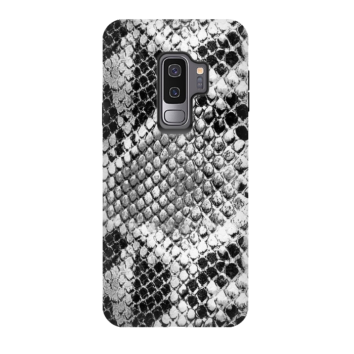 Galaxy S9 plus StrongFit Black and grey grungy snake skin pattern by Oana 