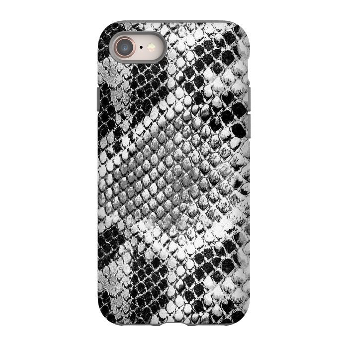 iPhone 8 StrongFit Black and grey grungy snake skin pattern by Oana 