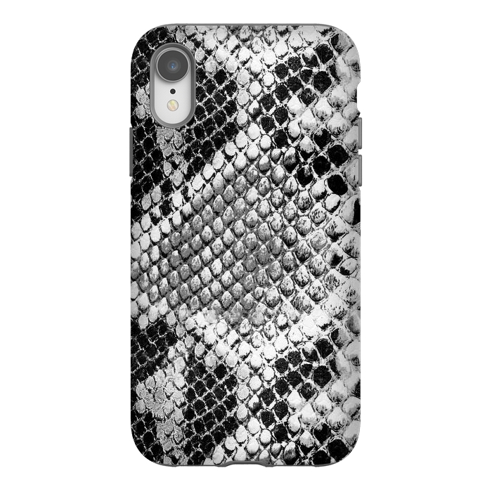 iPhone Xr StrongFit Black and grey grungy snake skin pattern by Oana 