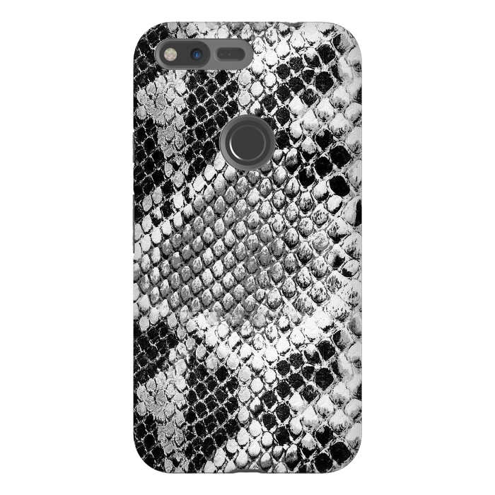 Pixel XL StrongFit Black and grey grungy snake skin pattern by Oana 