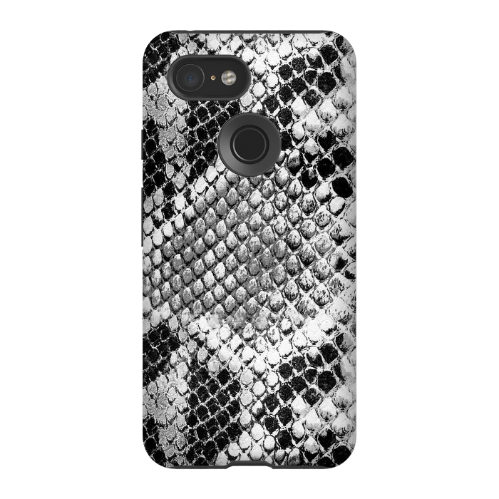 Pixel 3 StrongFit Black and grey grungy snake skin pattern by Oana 