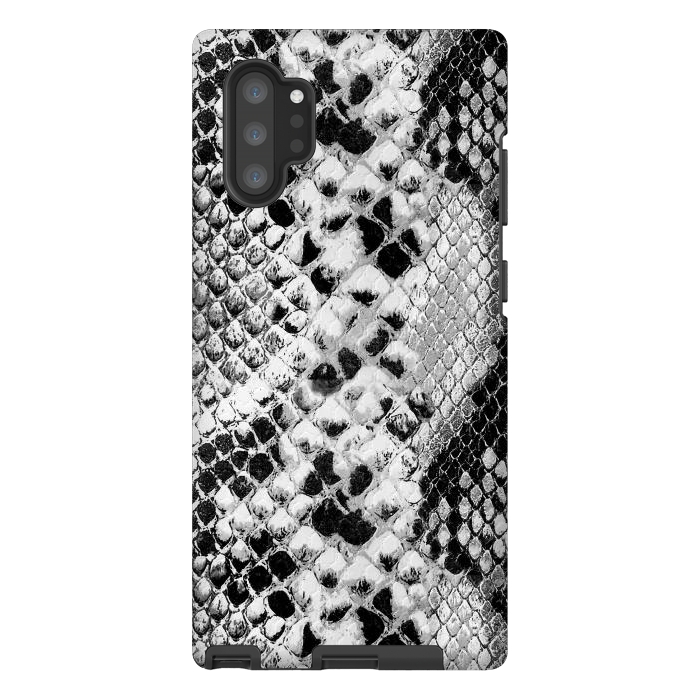 Galaxy Note 10 plus StrongFit Black and grey grungy snake skin pattern by Oana 