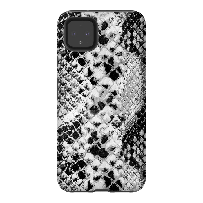 Pixel 4XL StrongFit Black and grey grungy snake skin pattern by Oana 