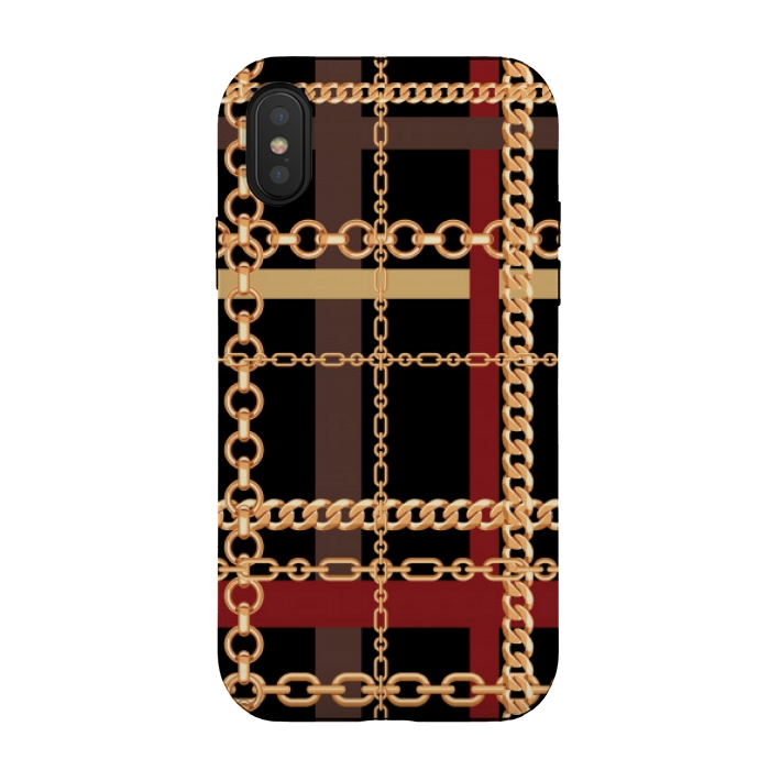 iPhone Xs / X StrongFit Golden chains red black by MALLIKA