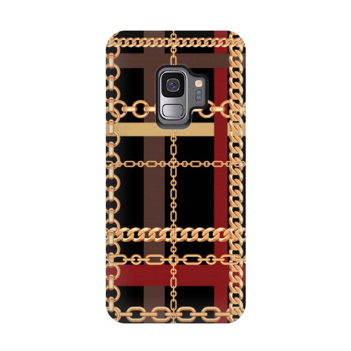 Galaxy S9 StrongFit Golden chains red black by MALLIKA