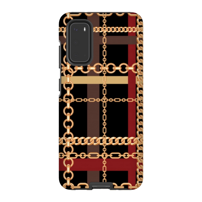 Galaxy S20 StrongFit Golden chains red black by MALLIKA