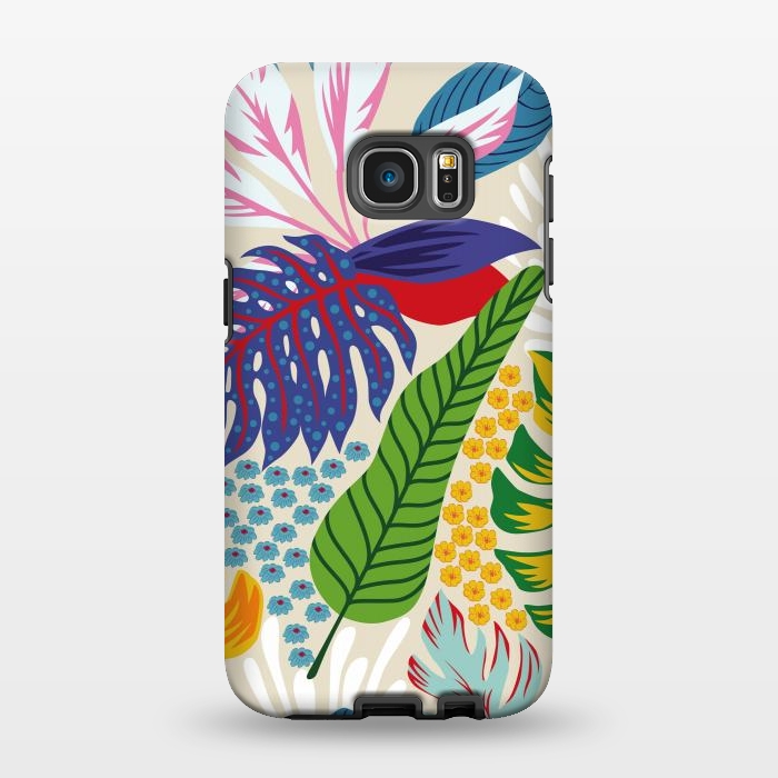 Galaxy S7 EDGE StrongFit Abstract Color Tropical Leaves by ArtsCase