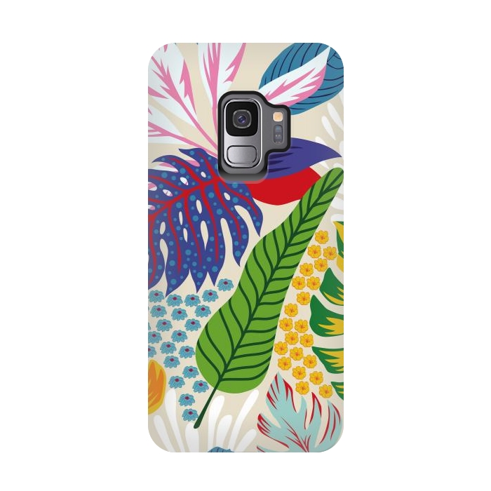 Galaxy S9 StrongFit Abstract Color Tropical Leaves by ArtsCase