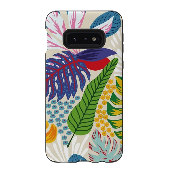 Galaxy S10e StrongFit Abstract Color Tropical Leaves by ArtsCase