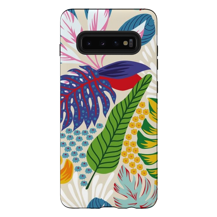 Galaxy S10 plus StrongFit Abstract Color Tropical Leaves by ArtsCase