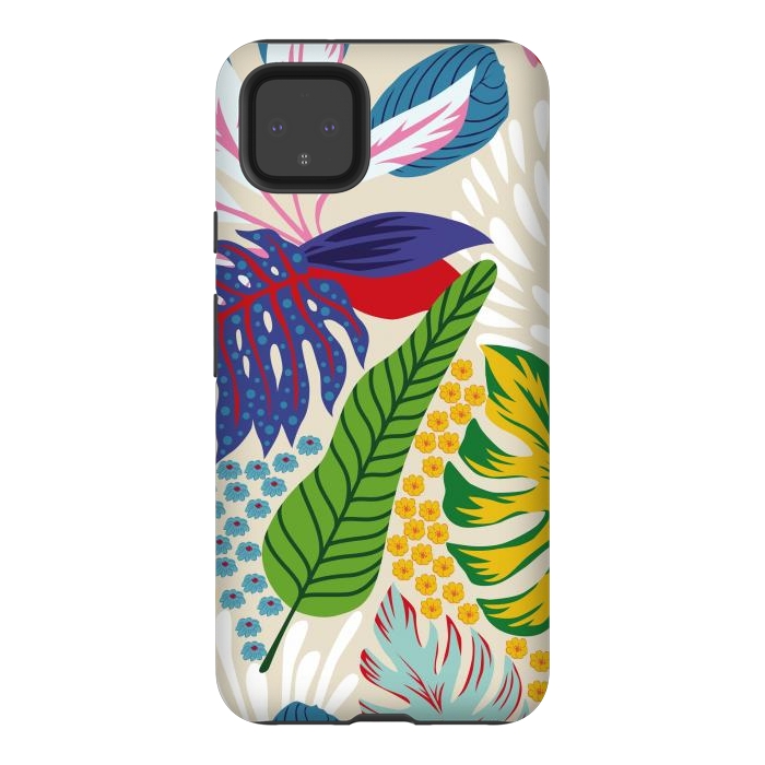 Pixel 4XL StrongFit Abstract Color Tropical Leaves by ArtsCase