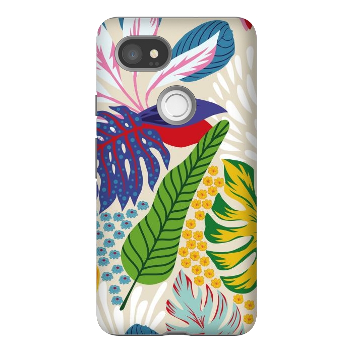 Pixel 2XL StrongFit Abstract Color Tropical Leaves by ArtsCase