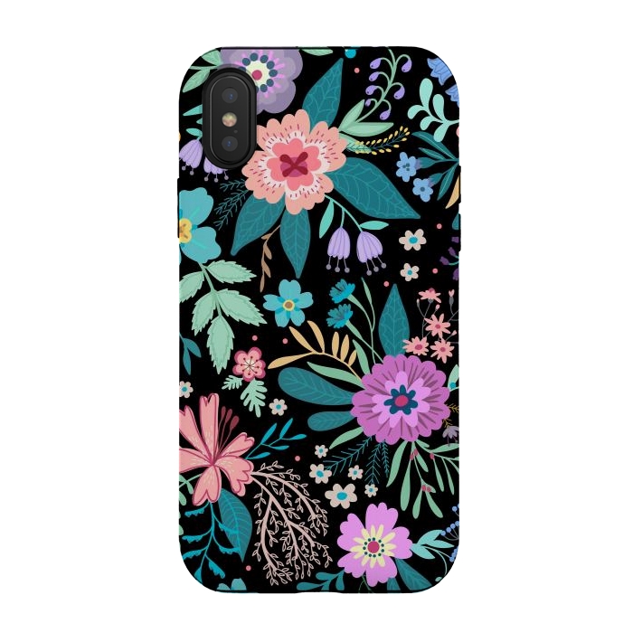 iPhone Xs / X StrongFit Amazing Floral Pattern With Bright Colorful Flowers by ArtsCase