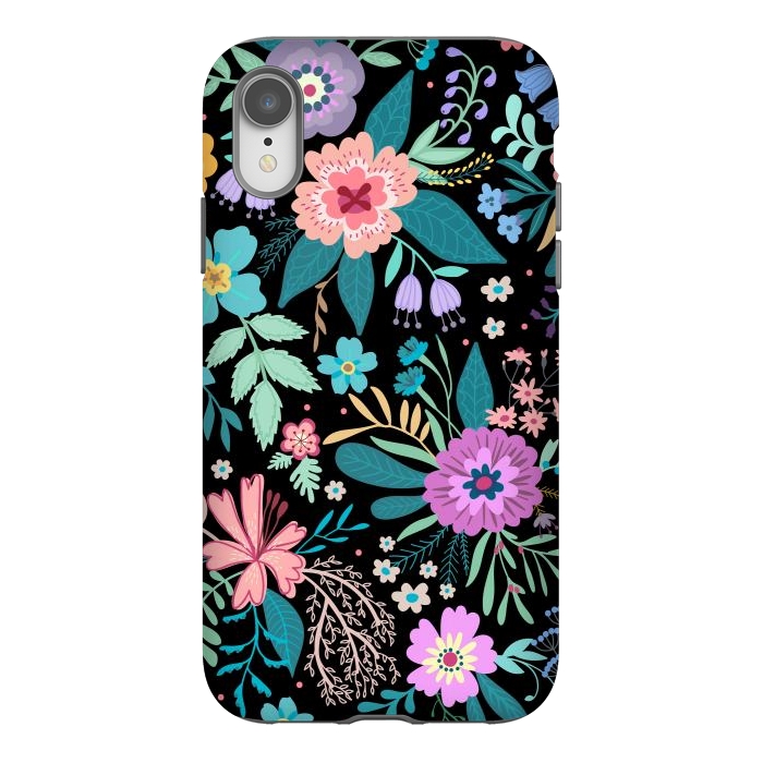 iPhone Xr StrongFit Amazing Floral Pattern With Bright Colorful Flowers by ArtsCase