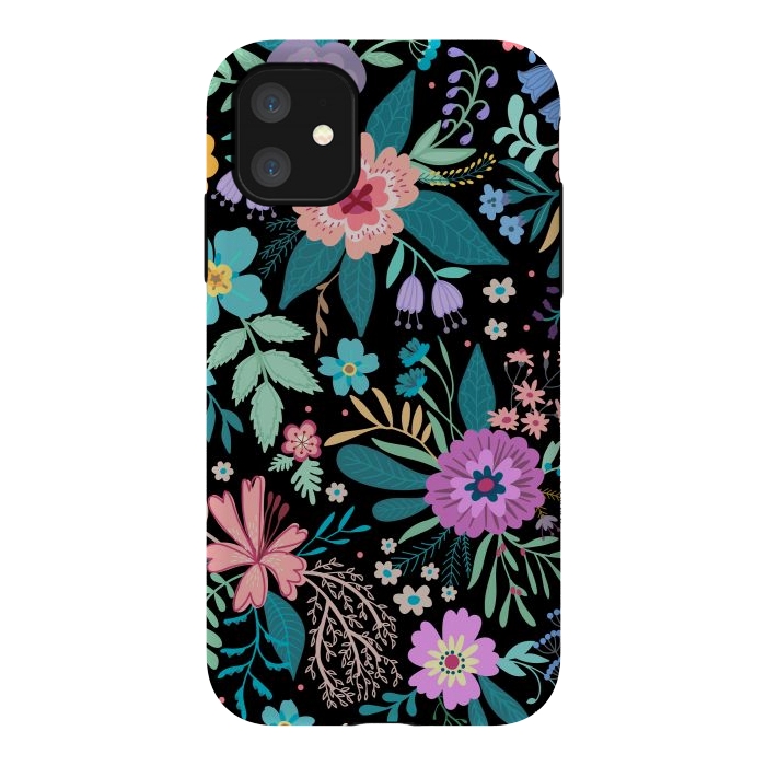 iPhone 11 StrongFit Amazing Floral Pattern With Bright Colorful Flowers by ArtsCase
