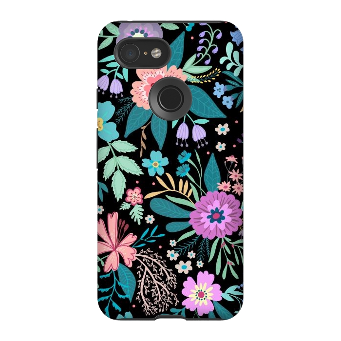 Pixel 3 StrongFit Amazing Floral Pattern With Bright Colorful Flowers by ArtsCase