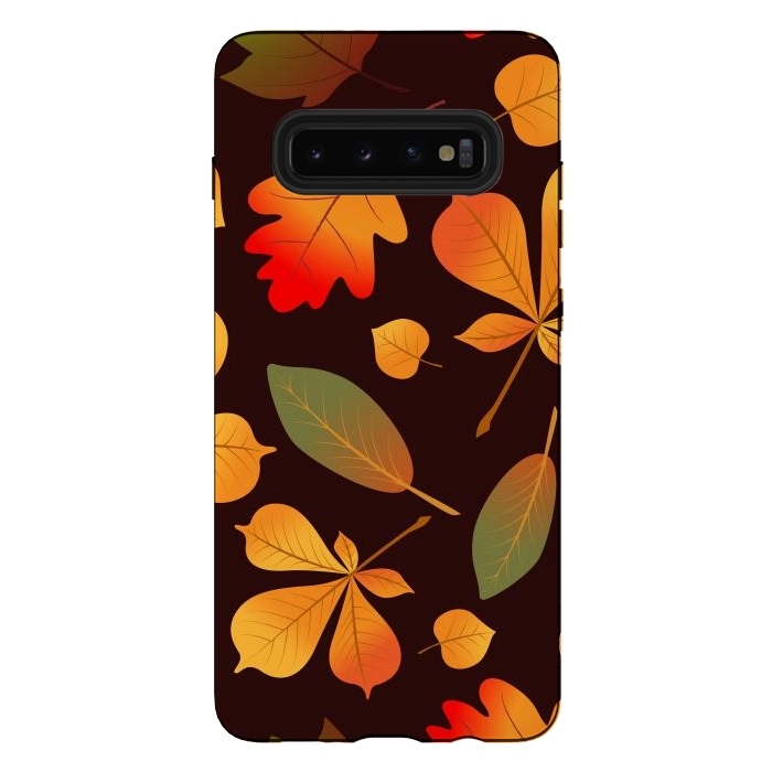 Galaxy S10 plus StrongFit Autumn Leaf Pattern Design by ArtsCase