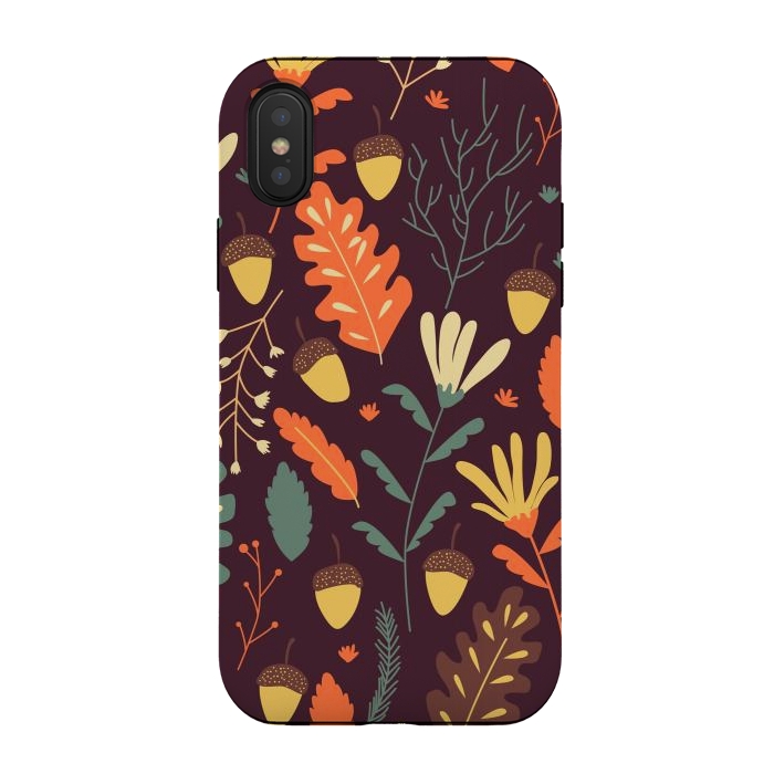 iPhone Xs / X StrongFit Autumn Pattern With Red and Orange Leaves by ArtsCase