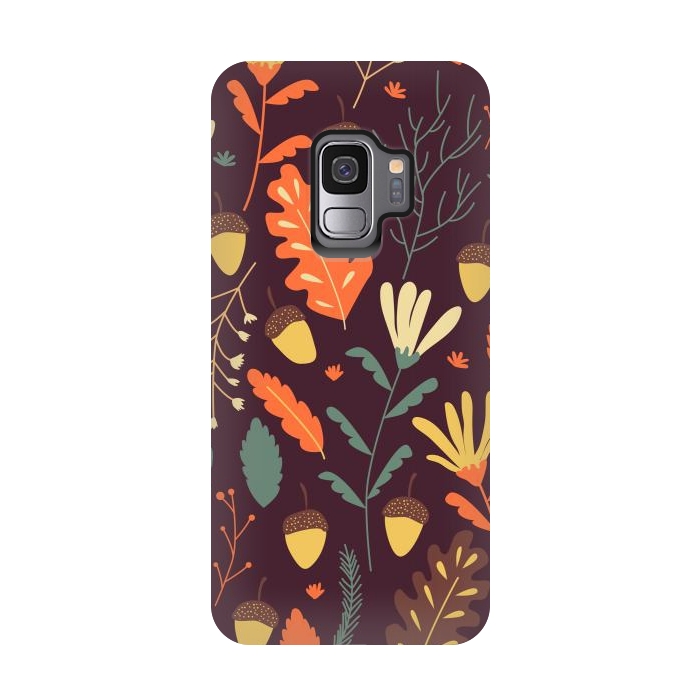 Galaxy S9 StrongFit Autumn Pattern With Red and Orange Leaves by ArtsCase