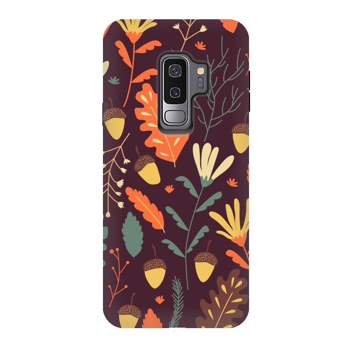 Galaxy S9 plus StrongFit Autumn Pattern With Red and Orange Leaves by ArtsCase