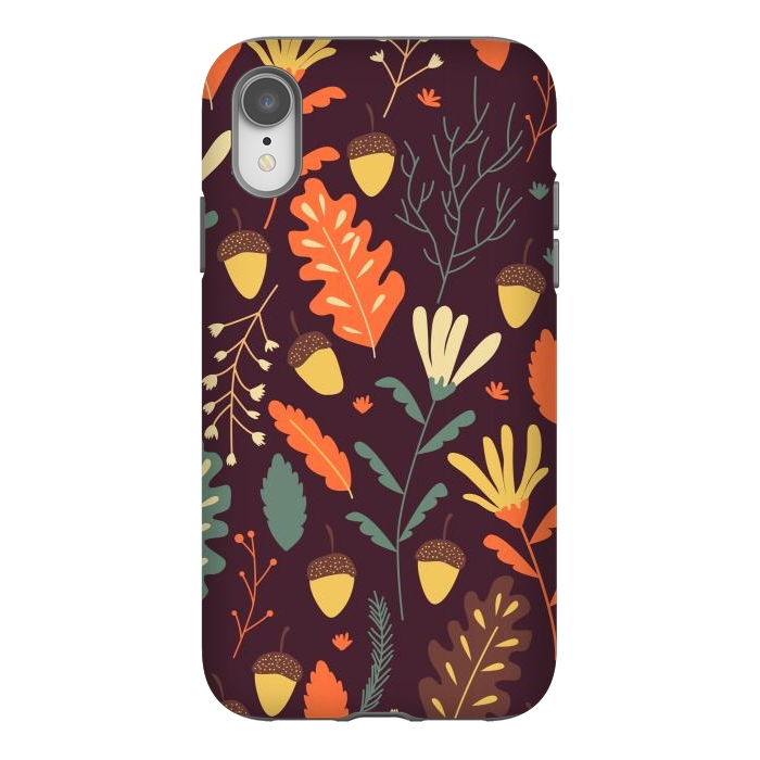 iPhone Xr StrongFit Autumn Pattern With Red and Orange Leaves by ArtsCase