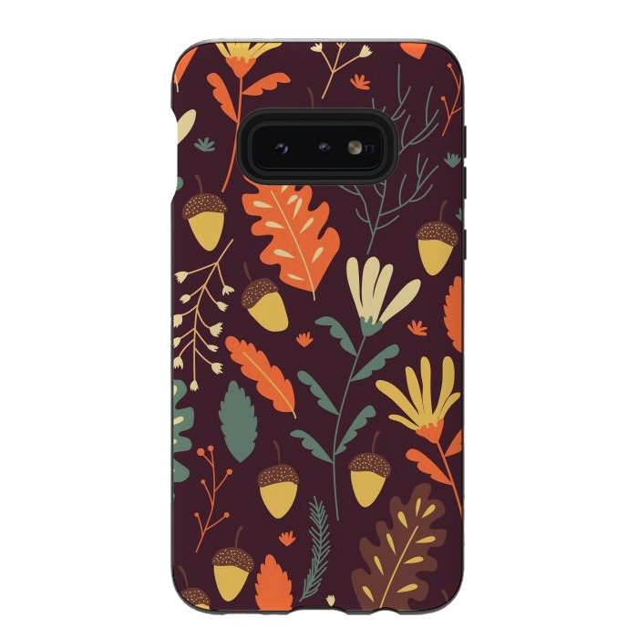 Galaxy S10e StrongFit Autumn Pattern With Red and Orange Leaves by ArtsCase