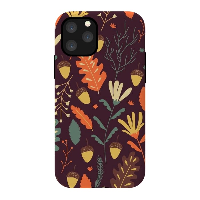 iPhone 11 Pro StrongFit Autumn Pattern With Red and Orange Leaves by ArtsCase