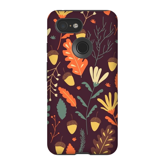 Pixel 3 StrongFit Autumn Pattern With Red and Orange Leaves by ArtsCase
