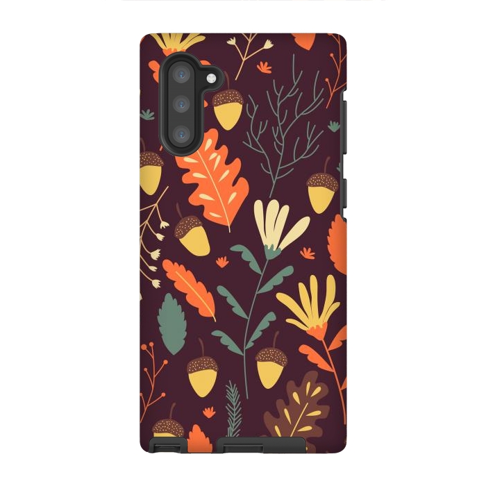 Galaxy Note 10 StrongFit Autumn Pattern With Red and Orange Leaves by ArtsCase