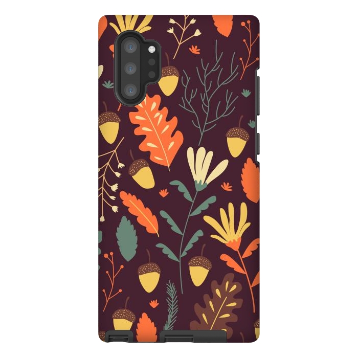 Galaxy Note 10 plus StrongFit Autumn Pattern With Red and Orange Leaves by ArtsCase