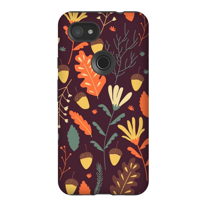 Pixel 3AXL StrongFit Autumn Pattern With Red and Orange Leaves by ArtsCase