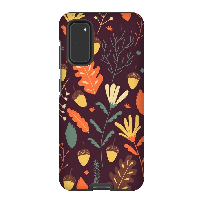 Galaxy S20 StrongFit Autumn Pattern With Red and Orange Leaves by ArtsCase