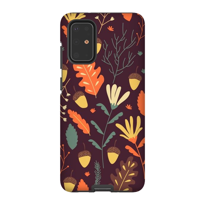 Galaxy S20 Plus StrongFit Autumn Pattern With Red and Orange Leaves by ArtsCase