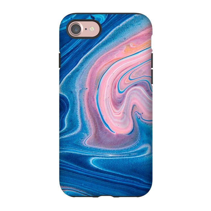 iPhone 7 StrongFit Blue Acrylic Pour Color Liquid Marble by ArtsCase
