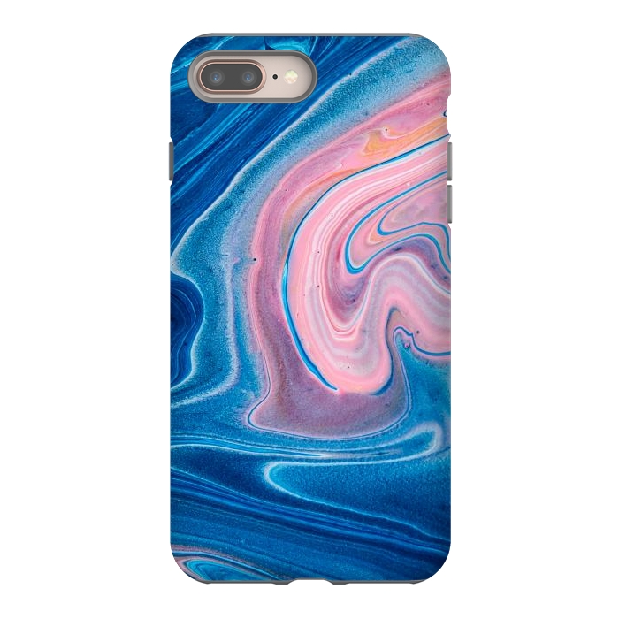iPhone 7 plus StrongFit Blue Acrylic Pour Color Liquid Marble by ArtsCase
