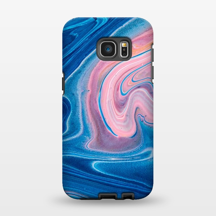 Galaxy S7 EDGE StrongFit Blue Acrylic Pour Color Liquid Marble by ArtsCase