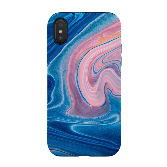 iPhone Xs / X StrongFit Blue Acrylic Pour Color Liquid Marble by ArtsCase