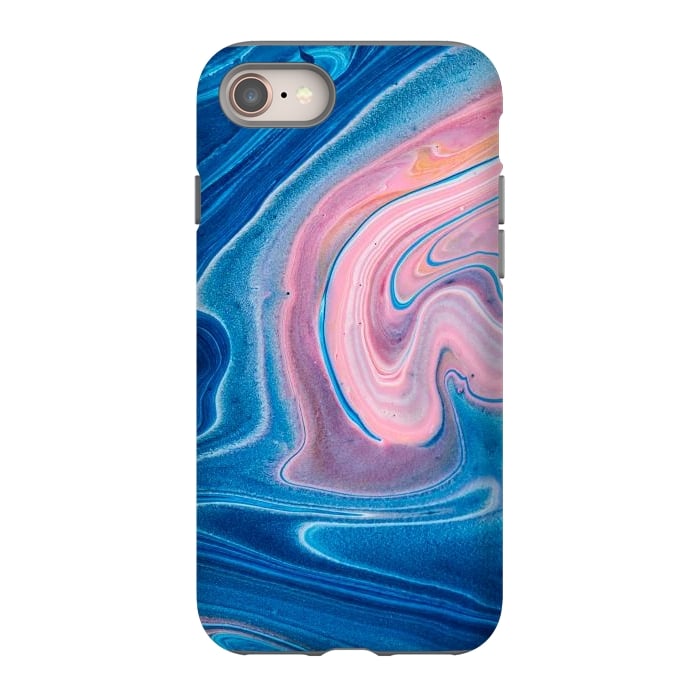 iPhone 8 StrongFit Blue Acrylic Pour Color Liquid Marble by ArtsCase