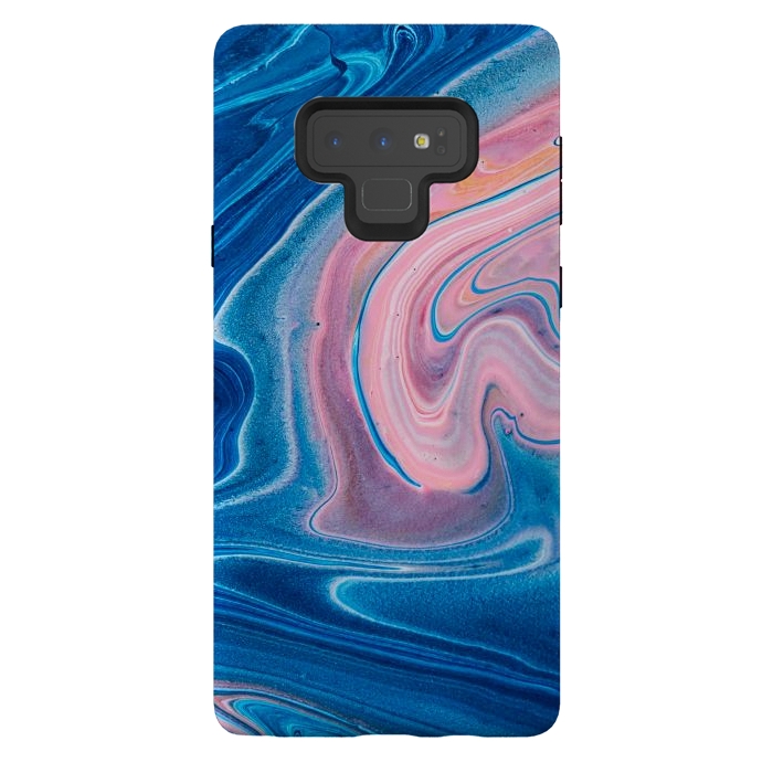 Galaxy Note 9 StrongFit Blue Acrylic Pour Color Liquid Marble by ArtsCase