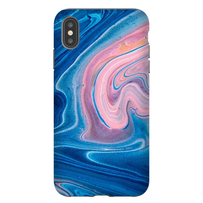 iPhone Xs Max StrongFit Blue Acrylic Pour Color Liquid Marble by ArtsCase