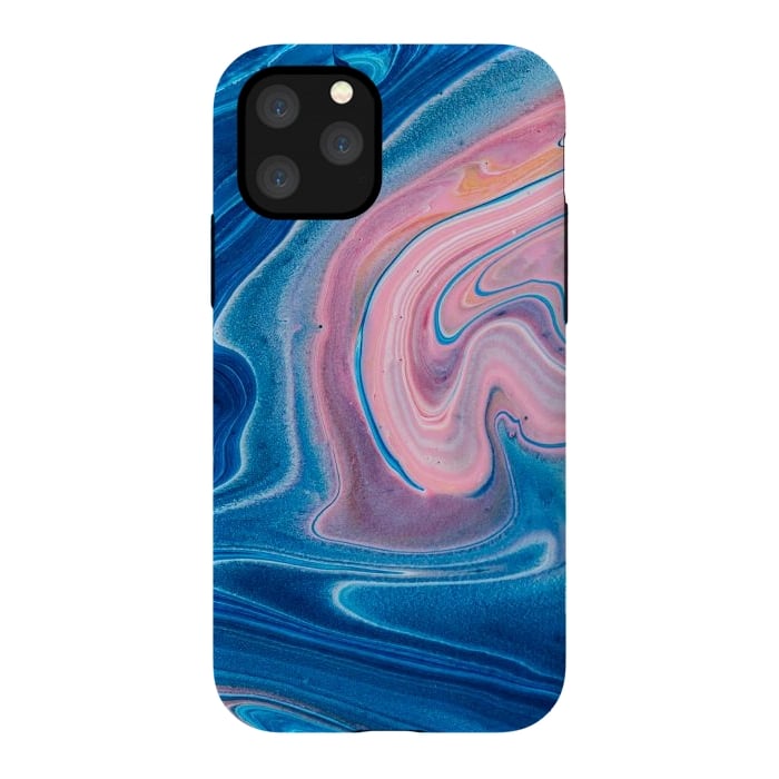 iPhone 11 Pro StrongFit Blue Acrylic Pour Color Liquid Marble by ArtsCase