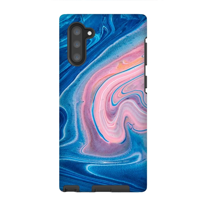 Galaxy Note 10 StrongFit Blue Acrylic Pour Color Liquid Marble by ArtsCase