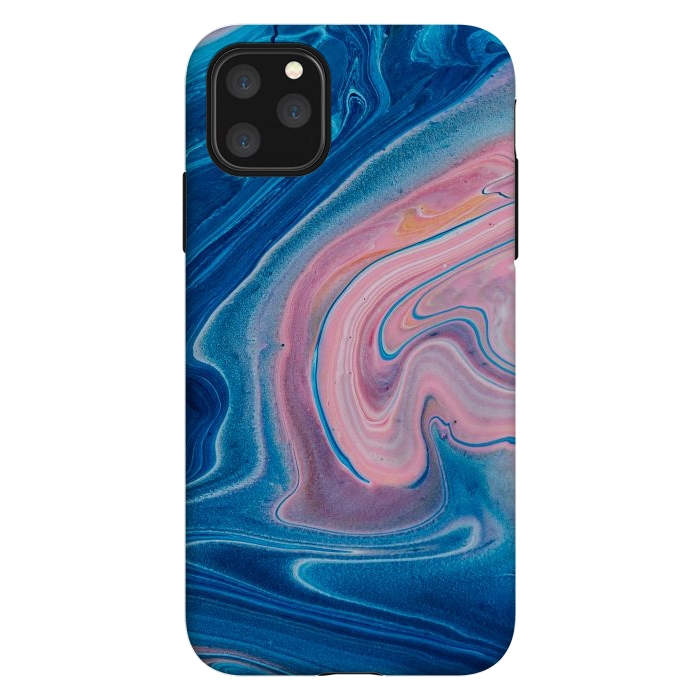 iPhone 11 Pro Max StrongFit Blue Acrylic Pour Color Liquid Marble by ArtsCase