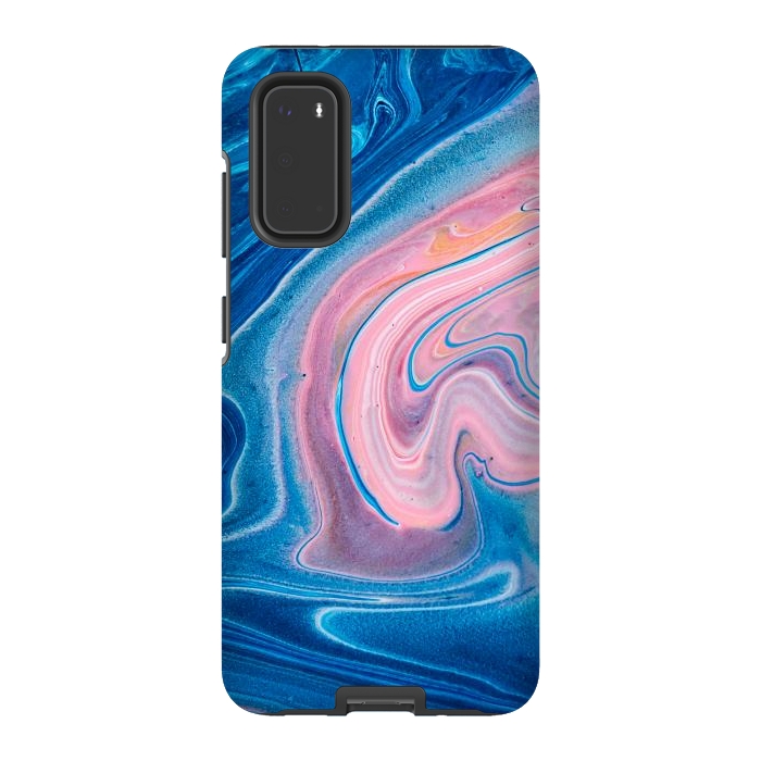 Galaxy S20 StrongFit Blue Acrylic Pour Color Liquid Marble by ArtsCase