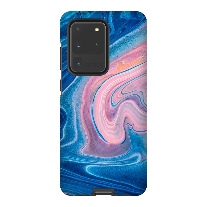 Galaxy S20 Ultra StrongFit Blue Acrylic Pour Color Liquid Marble by ArtsCase