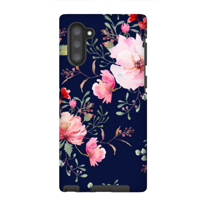 Galaxy Note 10 StrongFit blue pink floral pattern 4 by MALLIKA