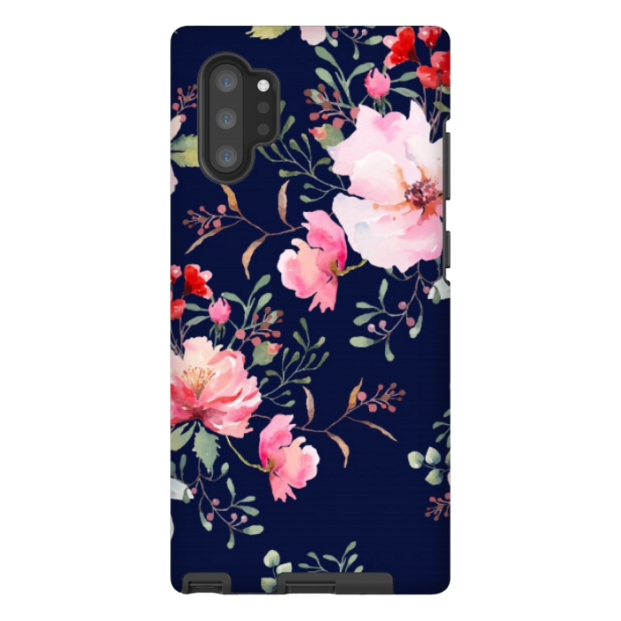 Galaxy Note 10 plus StrongFit blue pink floral pattern 4 by MALLIKA